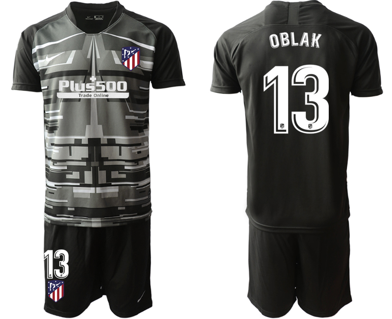 Men 2020-2021 club Atletico Madrid black goalkeeper #13 Soccer Jerseys